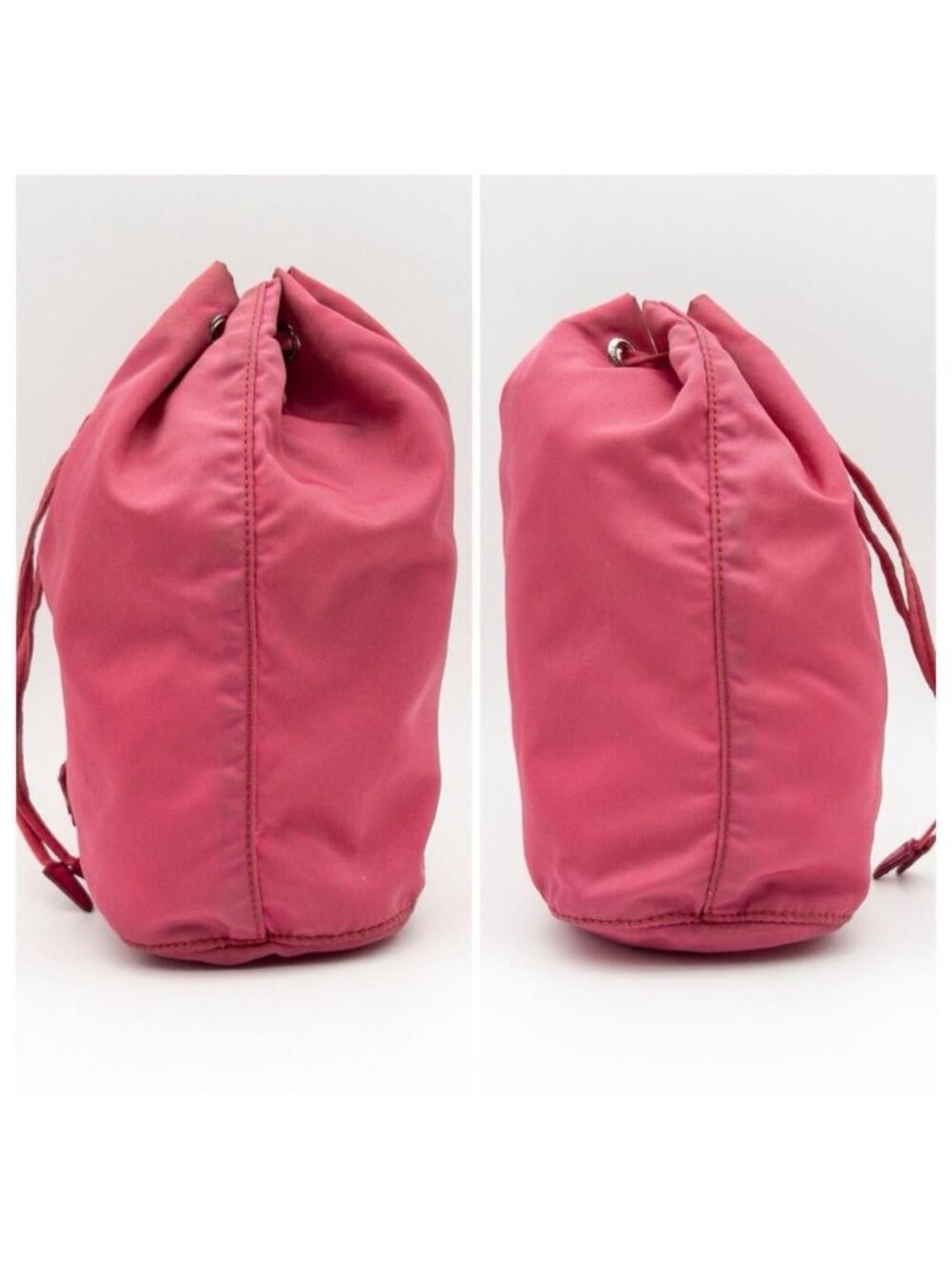Prada Tessuto Nylon Drawstring Pouch Triangle Logo Pink - Picture 7 of 10